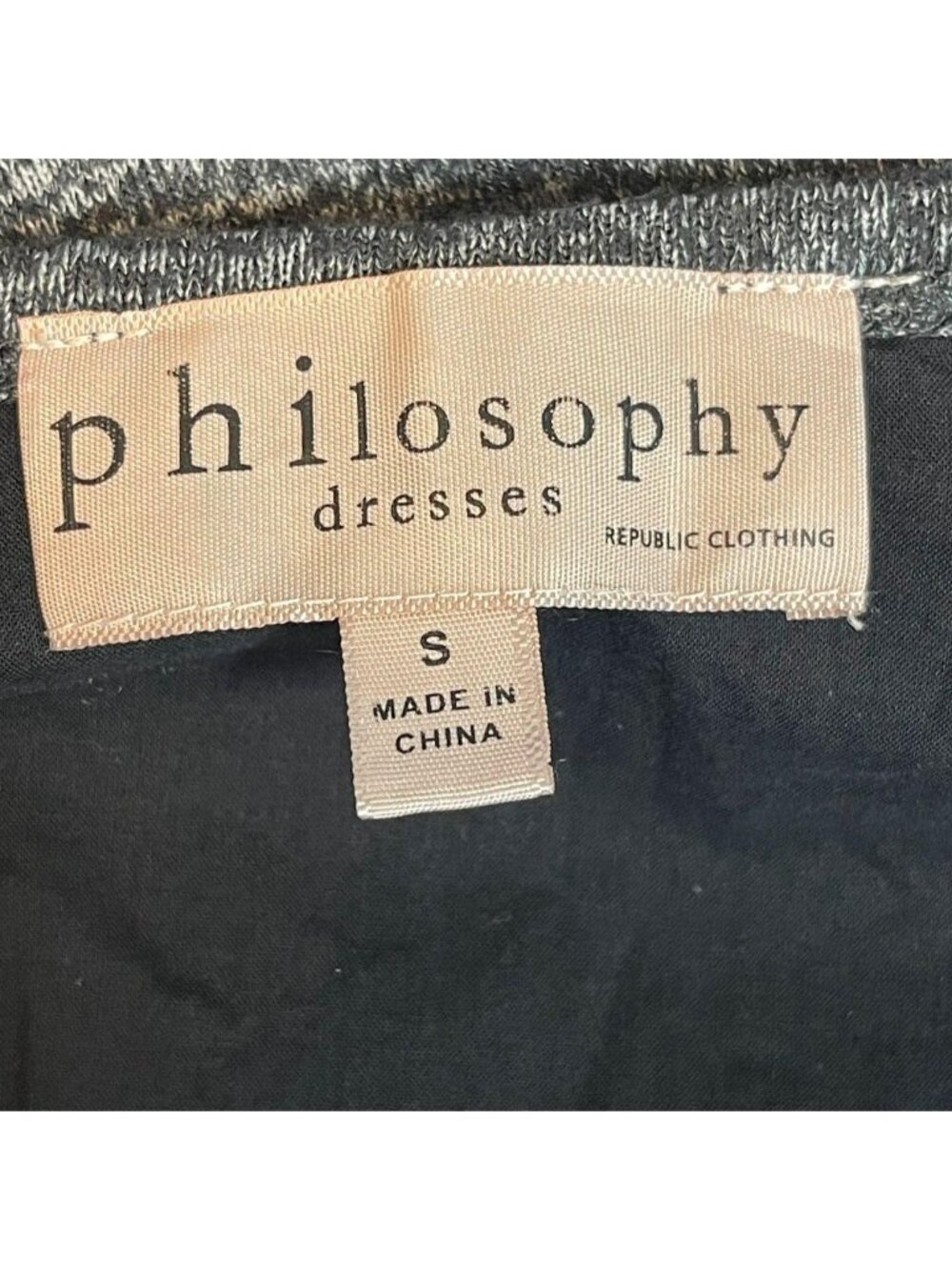 Philosophy Dresses Charcoal Heather Knit Roll-Tab Sleeve Henley Dress Size S - Picture 7 of 8